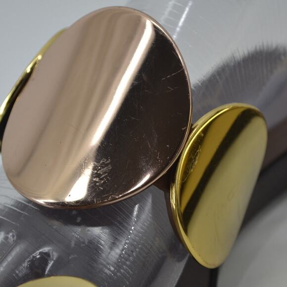 Tory Burch Brown Gold Sandals Circle Plates Size 8 - Picture 5 of 13